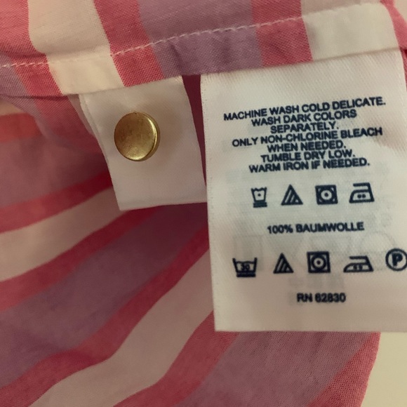 Lands End Pink Purple 3/4 Sleeve Striped Blouse - Picture 7 of 7